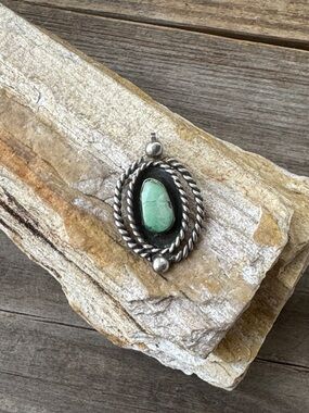 Native American Sterling Silver Pendant with Turquoise
